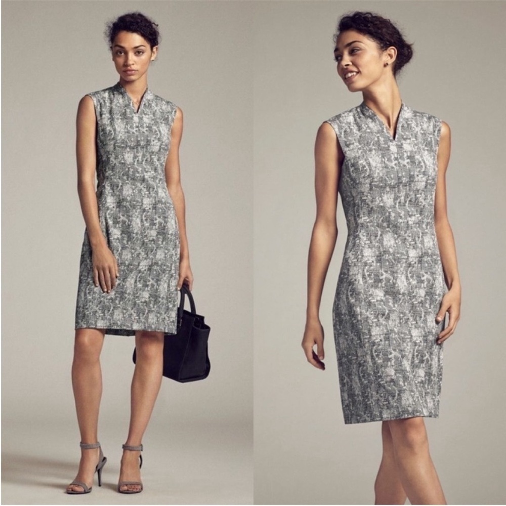MM Lafleur Aditi Dress in Black and White Jacquard Crackle Print New Size 10
